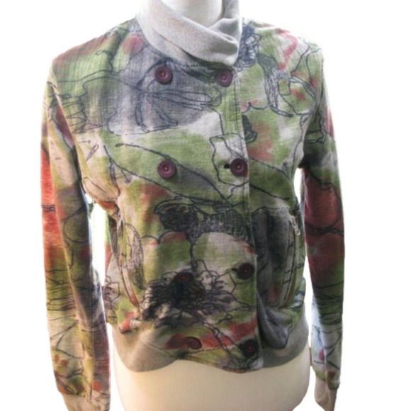 Desigual Abstract Floral Button Front Blazer Size Large - Picture 1 of 9